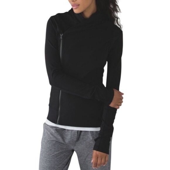 Lululemon Athletica Womens Black Bhakti Yoga Asymmetrical Zip Jacket Size 8 - Picture 1 of 16